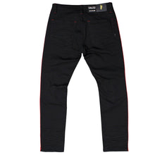 Load image into Gallery viewer, M1769 Makobi Cameo Denim Jeans - Black/Red

