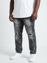 Load image into Gallery viewer, M1779 Makobi Biker Jeans with Rip Damages  - Black

