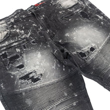 Load image into Gallery viewer, M1779 Makobi Biker Jeans with Rip Damages  - Black

