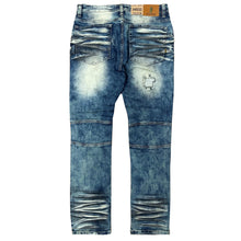 Load image into Gallery viewer, M1786 Makobi Prado Biker Jeans with Rip &amp; Repair - Vintage Wash (NEW)
