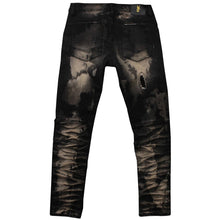 Load image into Gallery viewer, M1798 Makobi Biker Jeans with Blasting &amp; Repair Stitching - Black Wash
