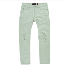 Load image into Gallery viewer, M1932 Makobi Brighton Shredded Twill Jeans - Light Olive
