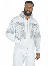 Load image into Gallery viewer, M3565 Bandana Fleece Zip-up Hoodie - White
