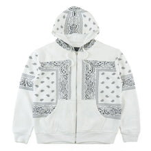 Load image into Gallery viewer, M3565 Bandana Fleece Zip-up Hoodie - White
