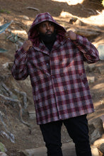 Load image into Gallery viewer, M4044 Gilbert Plaid Wool Hooded Coat - Burgundy
