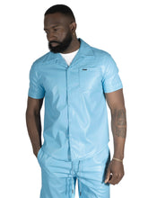 Load image into Gallery viewer, M429 Bellucci Vegan Leather Shirt - Blue
