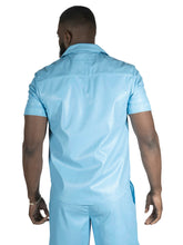 Load image into Gallery viewer, M429 Bellucci Vegan Leather Shirt - Blue
