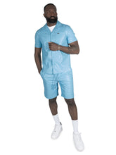 Load image into Gallery viewer, M429 Bellucci Vegan Leather Shirt - Blue
