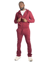 Load image into Gallery viewer, Set | M5455 Lorenzino Zip-Up Hoodie Set - Burgundy
