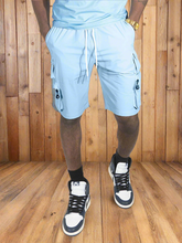 Load image into Gallery viewer, M633 Colton Nylon Spandex Cargo Shorts - Sky Blue 25'
