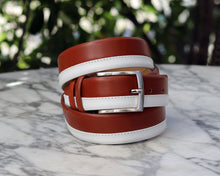 Load image into Gallery viewer, Maurice Two-Tone Leather Belt 1-Tan/White
