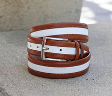 Load image into Gallery viewer, Maurice Two-Tone Leather Belt 2-Tan/White
