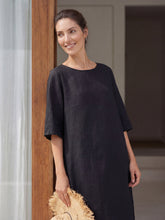 Load image into Gallery viewer, 100% Linen Collarless Mid-Length Dress SOFIA
