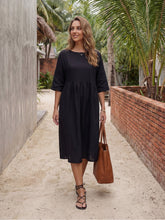 Load image into Gallery viewer, 100% Linen A-Line Midi Dress VALENCIA
