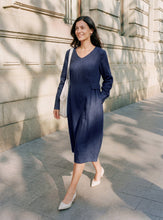 Load image into Gallery viewer, 100% Linen Gathered Waist Flap Detail Midi Dress DIANA
