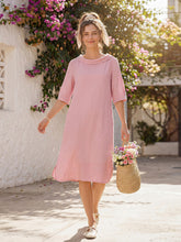Load image into Gallery viewer, 100% Linen Sculpted Bateau Tie-Back Midi Dress SABRINA
