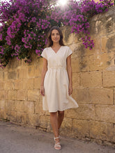Load image into Gallery viewer, 100% Linen Striped Elastic-Waist Midi Dress ARIA
