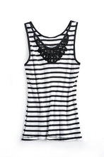 Load image into Gallery viewer, Women's Striped Tank With Crochet Lace Neckline
