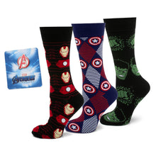 Load image into Gallery viewer, Marvel  Avengers Favorites 3 Pair Socks and Lapel Pin Gift Set

