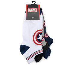 Load image into Gallery viewer, Marvel Captain America Ankle Socks 3-Pack and Lapel Pin Gift Set
