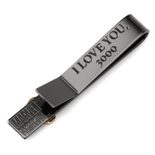 Load image into Gallery viewer, Marvel Iron Man "I Love You 3000" Gunmetal Hidden Message Tie Bar
