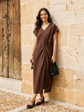 Load image into Gallery viewer, 100% Linen Twist-Waist Slit Maxi Dress LYNETTE
