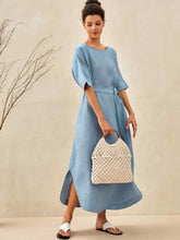 Load image into Gallery viewer, 100% Linen Loose Fit Kimono Maxi Dress MADDIE
