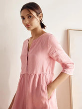 Load image into Gallery viewer, 100% Linen Loose Fit Button Waist Gathered Maxi Dress LUNA
