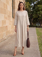 Load image into Gallery viewer, 100% Linen Bateau Neck Pleated Maxi Dress ABIGAIL
