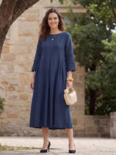 Load image into Gallery viewer, 100% Linen Bateau Neck Pleated Maxi Dress ABIGAIL

