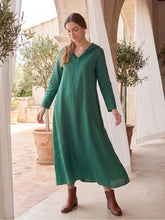 Load image into Gallery viewer, 100% Linen Hooded Pullover Maxi Dress REBECCA
