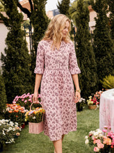 Load image into Gallery viewer, Linen Paisley Pintucked Ruffle-Cuff Maxi Dress MAELYN
