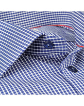 Load image into Gallery viewer, Made in Italy Dress Shirts// Navy + White Check - contemporary fit
