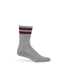 Load image into Gallery viewer, Gray Maroon Retro Stripe Casual Crew Socks
