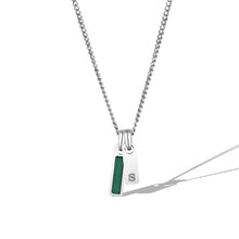 Load image into Gallery viewer, Birthstone &amp; Initial Tag Necklace - Silver
