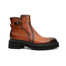 Load image into Gallery viewer, Men's Brown Calfskin Buckle Chelsea Boots

