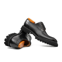 Load image into Gallery viewer, Men's Classic Black Derby Leather Shoes with Lug Sole
