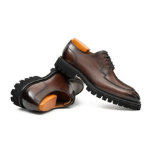 Load image into Gallery viewer, Men's Classic Brown Derby Leather Shoes with Lug Sole
