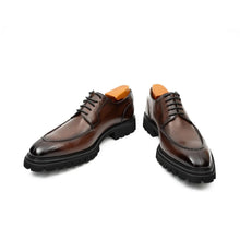 Load image into Gallery viewer, Men's Classic Brown Derby Leather Shoes with Lug Sole

