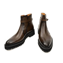 Load image into Gallery viewer, Men's Coffee Calfskin Buckle Chelsea Boots
