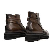 Load image into Gallery viewer, Men's Coffee Calfskin Buckle Chelsea Boots
