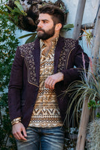 Load image into Gallery viewer, Men's Dark Brown Embroidered Faux-Suede Blazer
