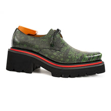Load image into Gallery viewer, Men's Leather Derby Shoes with Snake-Print Platform

