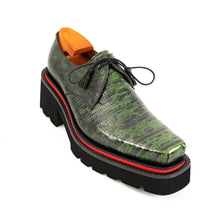 Load image into Gallery viewer, Men's Leather Derby Shoes with Snake-Print Platform
