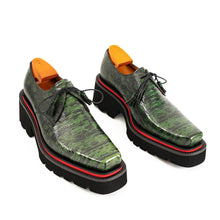 Load image into Gallery viewer, Men's Leather Derby Shoes with Snake-Print Platform
