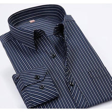 Load image into Gallery viewer, Men&#39;s Dark Navy Striped Dress Shirt
