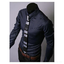 Load image into Gallery viewer, Men&#39;s Deep Blue Slim Fit Dress Shirt
