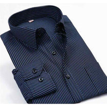 Load image into Gallery viewer, Men&#39;s Deep Blue Striped Dress Shirt
