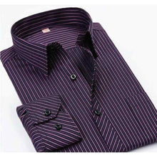 Load image into Gallery viewer, Men&#39;s Deep Purple Striped Dress Shirt
