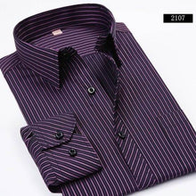 Load image into Gallery viewer, Men&#39;s Deep Purple Striped Dress Shirt
